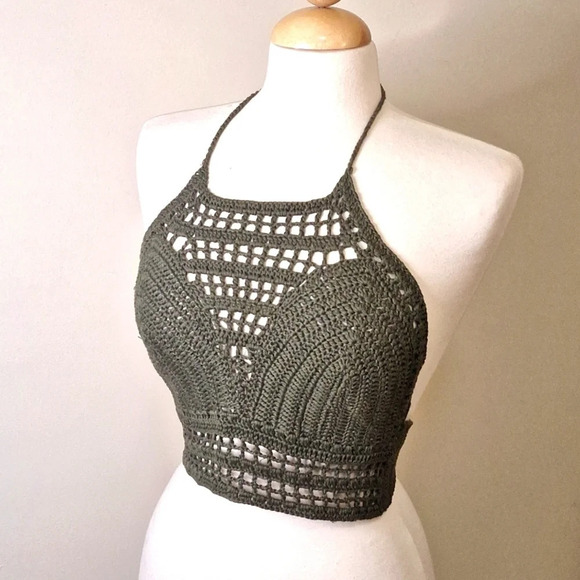 Charolette  Russe crochet lightweight halter top SZ L - Picture 1 of 6